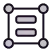 A square outline with rounded corners and dots at each corner, containing two horizontal bars in the center.