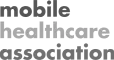 Logo with the words "mobile healthcare association" in bold, lowercase letters with varying shades of gray.